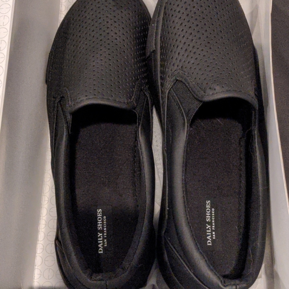 Daily shoes black on black slip ons